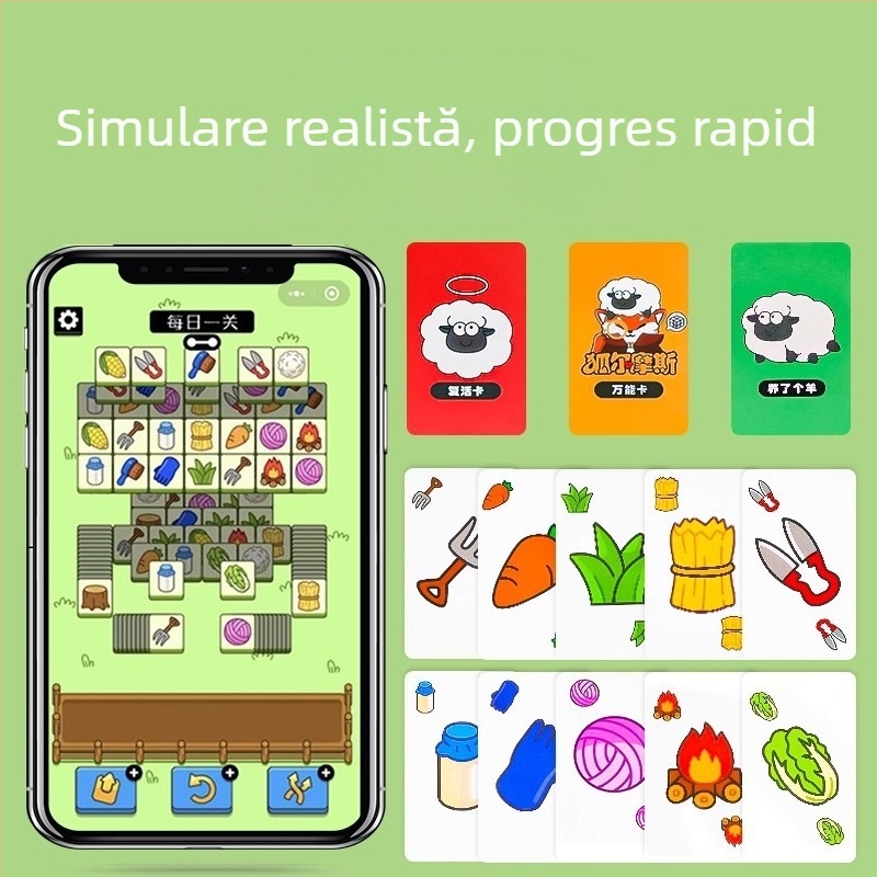 Joc de societate pentru copii cu temă oi — carduri din hârtie, facilitează interacțiunea părinte-copil, dezvoltă emoțiile, vederea și abilitățile cognitive, pentru copii 4–6 ani.