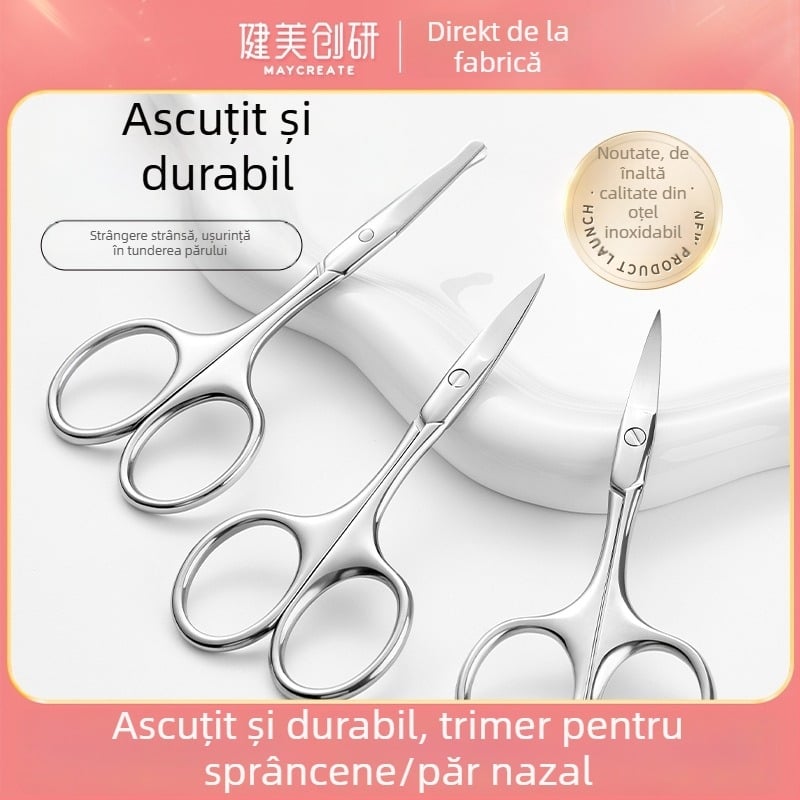 Tăietor pentru sprâncene și păr de nas – oțel inoxidabil, impermeabil, rezistent la rugină, pentru uz în salon, Bodybuilding Research