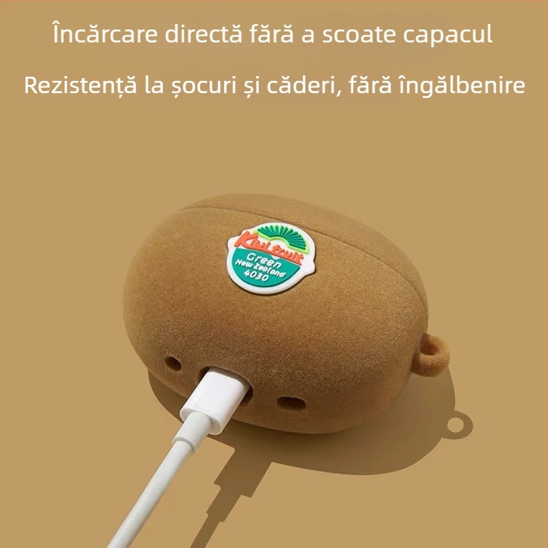 Husă de protecție AirPods Pro 3, design kiwi, silicon, stil desen animat, imprimare