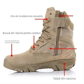 Ghete tactice înalte pentru bărbați, partea superioară din nubuk de vițel, talpă din cauciuc, căptușeală din blană de iepure, branț din piele de porc, botine Martin lucrate manual