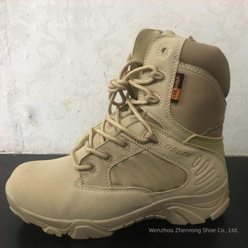 Ghete tactice înalte pentru bărbați, partea superioară din nubuk de vițel, talpă din cauciuc, căptușeală din blană de iepure, branț din piele de porc, botine Martin lucrate manual