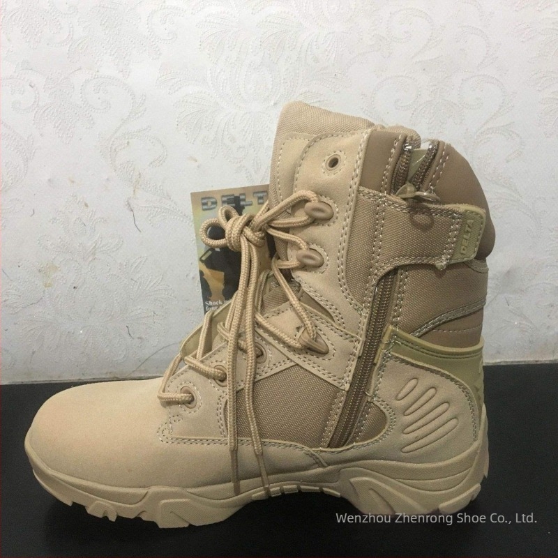 Ghete tactice înalte pentru bărbați, partea superioară din nubuk de vițel, talpă din cauciuc, căptușeală din blană de iepure, branț din piele de porc, botine Martin lucrate manual