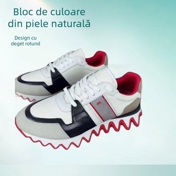 Adidași unisex din piele naturală, branț din piele naturală, talpă TPU, înălțime internă mărită, șireturi (părți superioare: piele naturală; branț: piele naturală; talpă: TPU; înălțime internă: mărită)