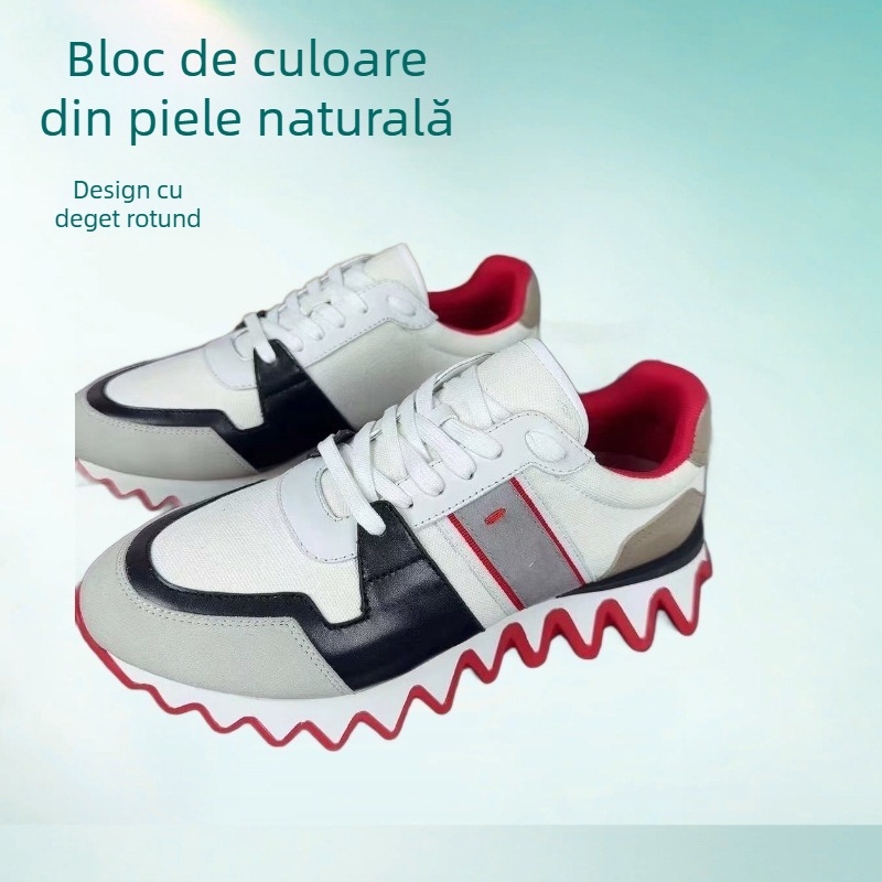Adidași unisex din piele naturală, branț din piele naturală, talpă TPU, înălțime internă mărită, șireturi (părți superioare: piele naturală; branț: piele naturală; talpă: TPU; înălțime internă: mărită)