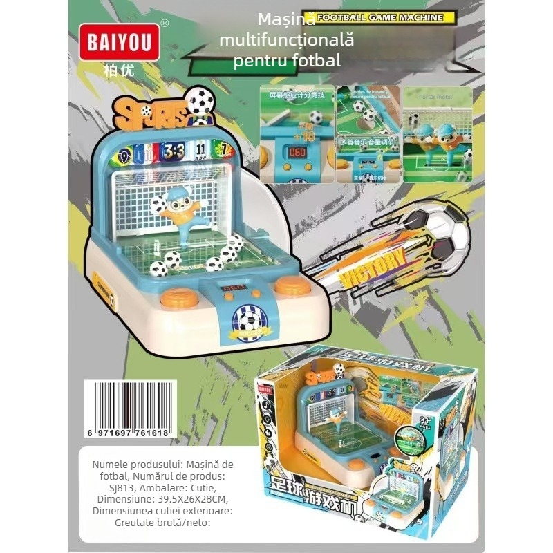 Joc de fotbal de masă pentru copii – Aventură cu evitare obstacole, dezvoltare intelectuală, coordonare mână-ochi, jucărie cu volan interactiv; Plastic • Baiyou • Interior • 4–6 ani • Cutie colorată cu ferestre