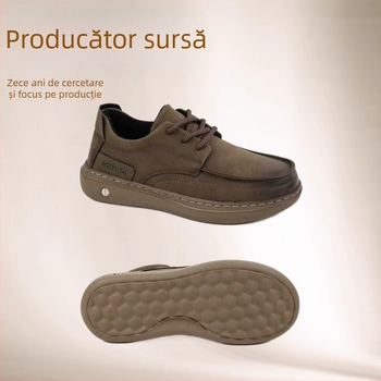 Încălțăminte din piele pentru bărbați, botine casual de iarnă, exterior microfibră, talpă EVA, rezistente la uzură și absorbția șocurilor, șireturi frontale