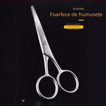 Foarfece din oțel inoxidabil pentru sprâncene, păr de nas și barbă, cu cap rotund