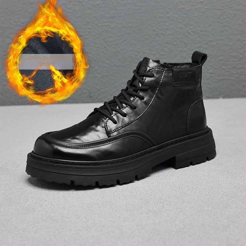 Ghete Martin pentru bărbați – iarnă, înălțime medie, închidere cu șireturi, vârf rotund, talpă groasă de cauciuc