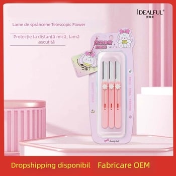 Etif Flower Trimmer pentru sprânene, capete duble pliabile, telescopic, din oțel inoxidabil și ABS, pentru îngrijire zilnică