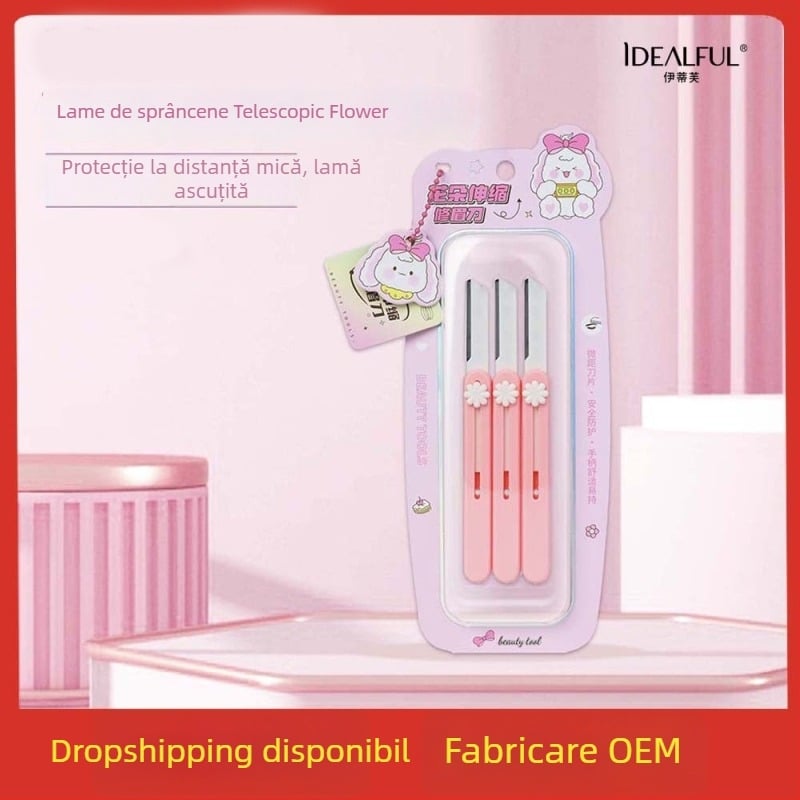 Etif Flower Trimmer pentru sprânene, capete duble pliabile, telescopic, din oțel inoxidabil și ABS, pentru îngrijire zilnică