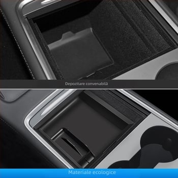 Accesoriu pentru cutia de depozitare a consolei centrale Tesla Model Y/3 (noua versiune), ABS, montaj prin lipire, cutie laterală a portbagajului