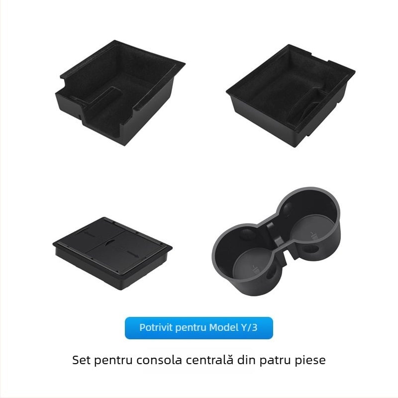 Accesoriu pentru cutia de depozitare a consolei centrale Tesla Model Y/3 (noua versiune), ABS, montaj prin lipire, cutie laterală a portbagajului