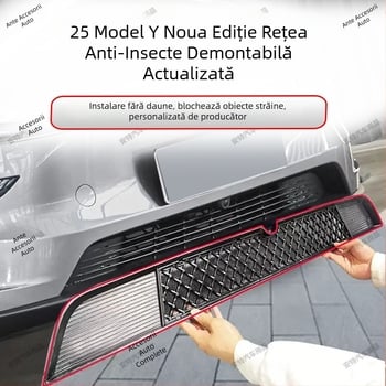 Antike ABS etichete auto interioare Tesla Model 3/Y – noua versiune, plasă antiinsecte, plasă de protecție a rezervorului de apă, plasă anti-praf