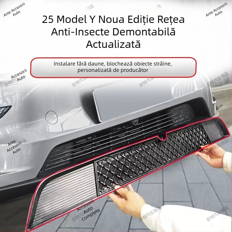 Antike ABS etichete auto interioare Tesla Model 3/Y – noua versiune, plasă antiinsecte, plasă de protecție a rezervorului de apă, plasă anti-praf