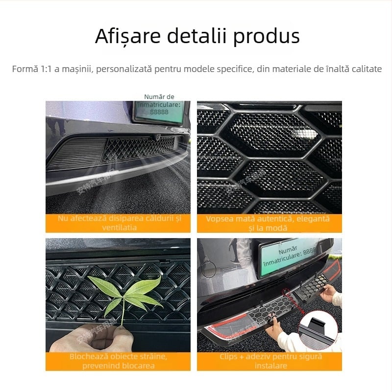 Antike ABS etichete auto interioare Tesla Model 3/Y – noua versiune, plasă antiinsecte, plasă de protecție a rezervorului de apă, plasă anti-praf