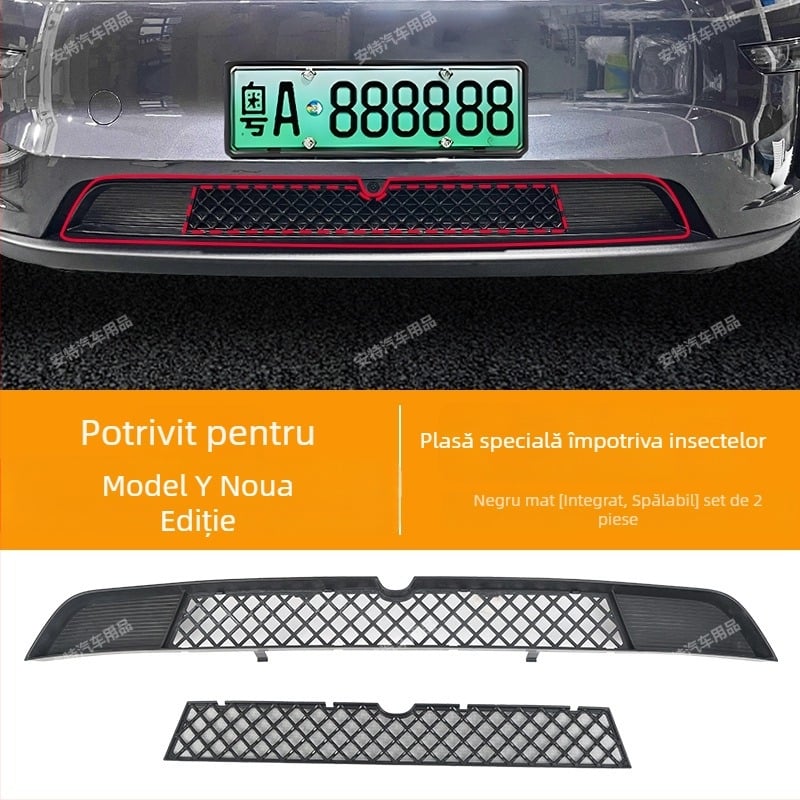 Antike ABS etichete auto interioare Tesla Model 3/Y – noua versiune, plasă antiinsecte, plasă de protecție a rezervorului de apă, plasă anti-praf