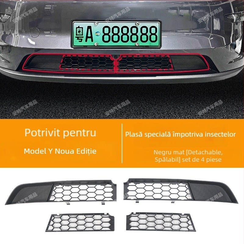 Antike ABS etichete auto interioare Tesla Model 3/Y – noua versiune, plasă antiinsecte, plasă de protecție a rezervorului de apă, plasă anti-praf