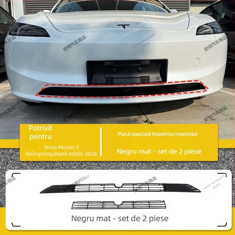 Antike ABS etichete auto interioare Tesla Model 3/Y – noua versiune, plasă antiinsecte, plasă de protecție a rezervorului de apă, plasă anti-praf