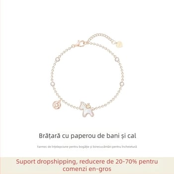 Brățară Zodia Calului pentru femei – aliaj, placare electroplatină, design original, formă animal/Zodiac, accesoriu pentru mână