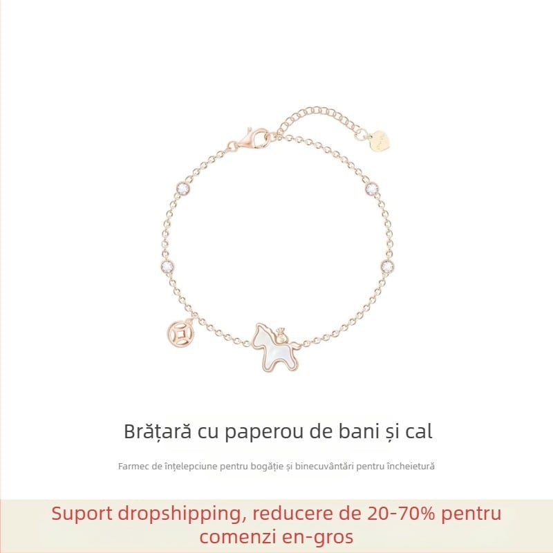 Brățară Zodia Calului pentru femei – aliaj, placare electroplatină, design original, formă animal/Zodiac, accesoriu pentru mână
