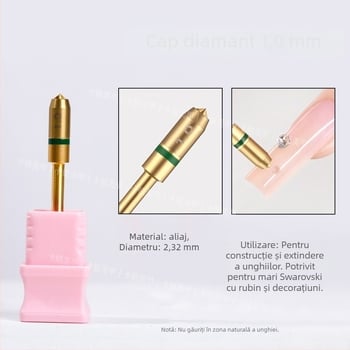 Unealtă pentru artă unghii cu cap diamantat pentru găurire rapidă și perforare – vârf ascuțit, model G4DMT21, conținut net 25