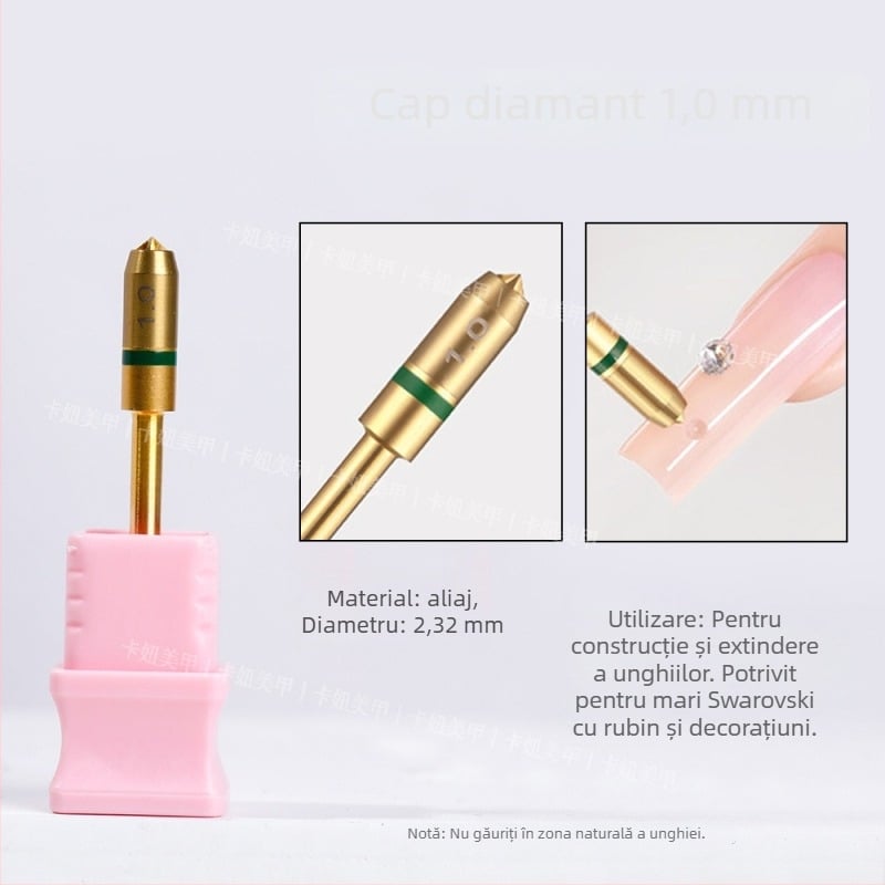 Unealtă pentru artă unghii cu cap diamantat pentru găurire rapidă și perforare – vârf ascuțit, model G4DMT21, conținut net 25