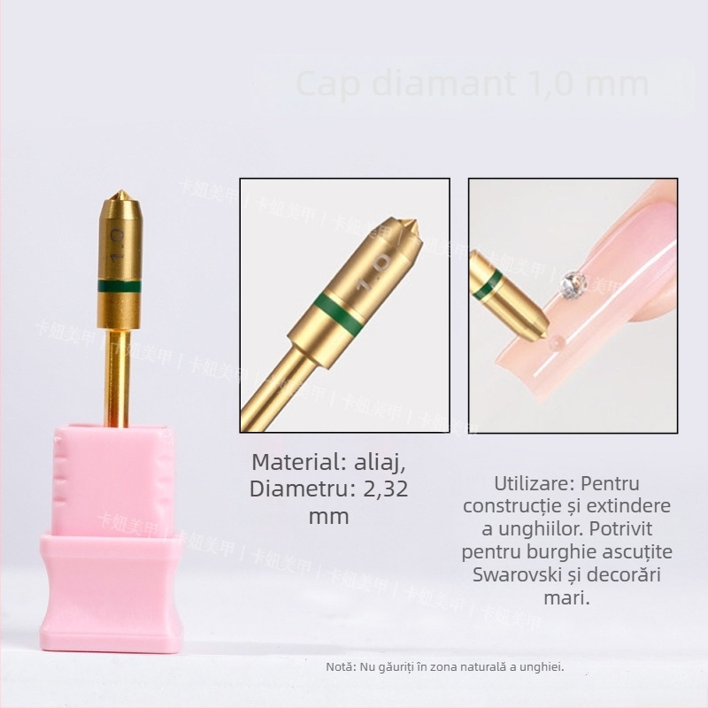 Unealtă pentru artă unghii cu cap diamantat pentru găurire rapidă și perforare – vârf ascuțit, model G4DMT21, conținut net 25