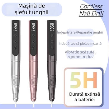 Freza de unghii de tip stilou, fără fir, cu afișaj USB, polisare portabilă pentru unghii, corp metalic