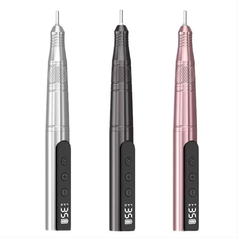 Freza de unghii de tip stilou, fără fir, cu afișaj USB, polisare portabilă pentru unghii, corp metalic