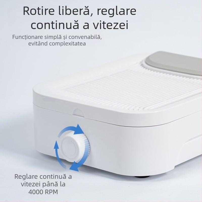 Aspirator pentru praf de unghii, putere înaltă, reîncărcabil, design portabil, construcție din plastic și oțel inoxidabil