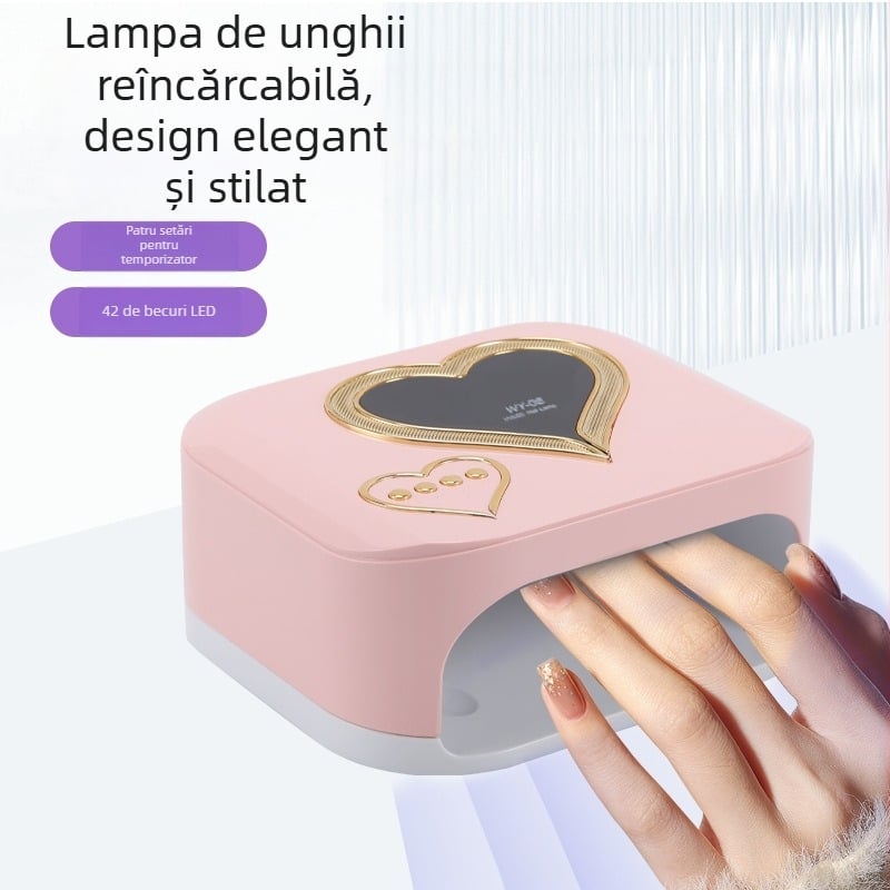 Lampă de manichiură WY-08, portabilă și reîncărcabilă, cu 42 LED-uri și lumină pulsantă, origine Zhejiang