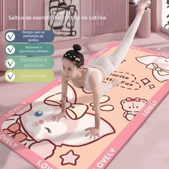 Covoraș de yoga Tingxuan cu model Cartoon, material din mătase și bază antiaderentă îmbunătățită