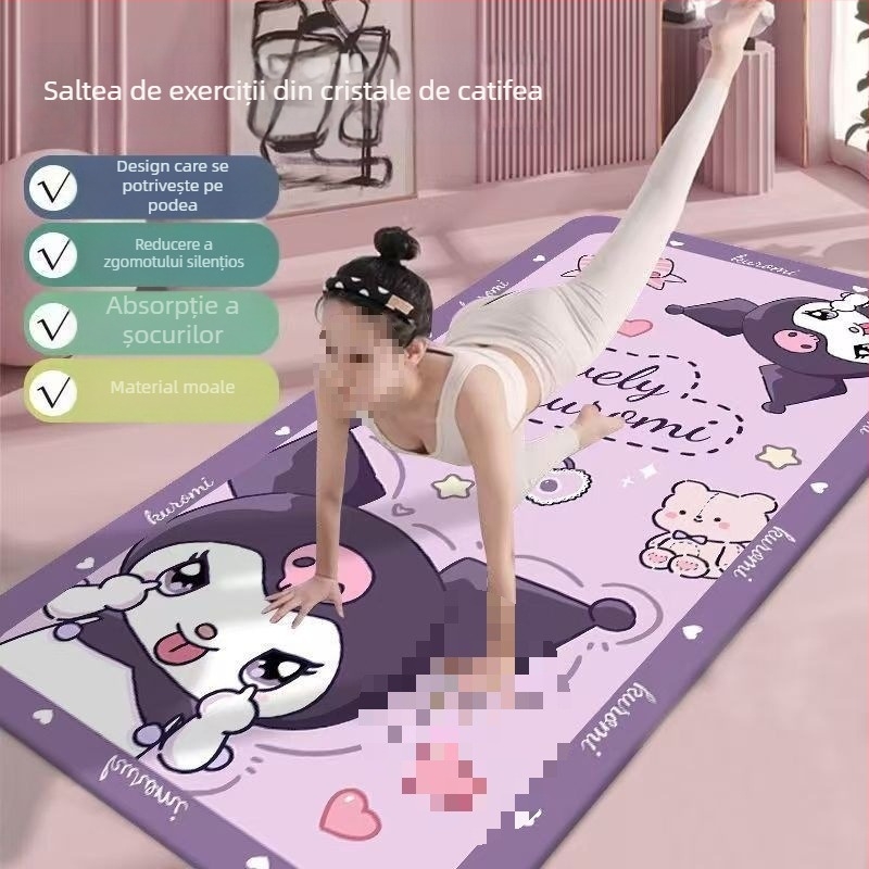 Covoraș de yoga Tingxuan cu model Cartoon, material din mătase și bază antiaderentă îmbunătățită
