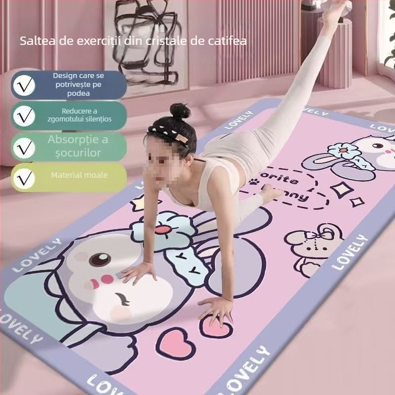 Covoraș de yoga Tingxuan cu model Cartoon, material din mătase și bază antiaderentă îmbunătățită