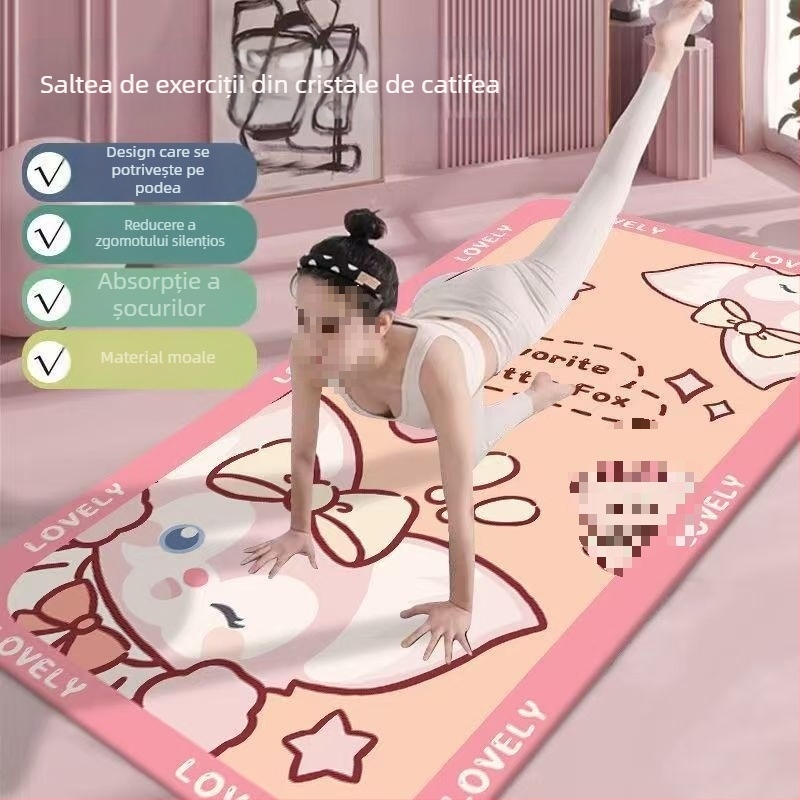 Covoraș de yoga Tingxuan cu model Cartoon, material din mătase și bază antiaderentă îmbunătățită