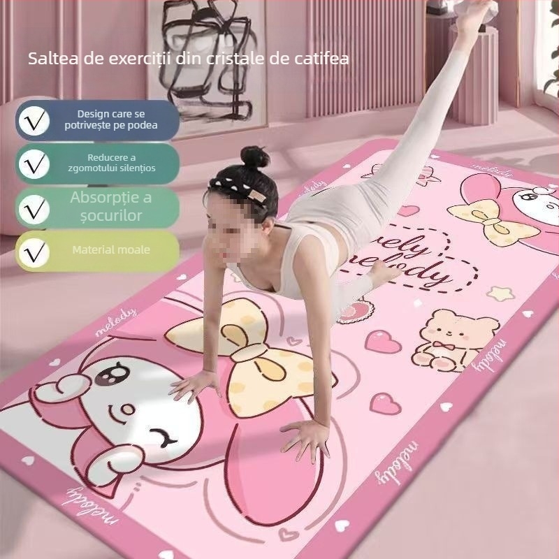 Covoraș de yoga Tingxuan cu model Cartoon, material din mătase și bază antiaderentă îmbunătățită