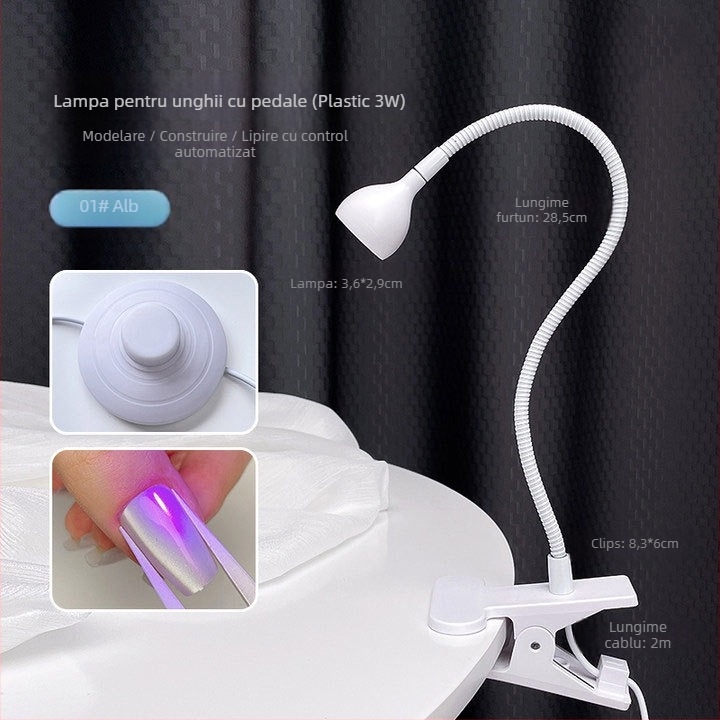 Lampă de unghii cu comutator pedalat, uscare rapidă, fără înnegrire, design portabil cu clips — Model Gld12, brand Kaniu, pentru saloane profesionale de manichiură
