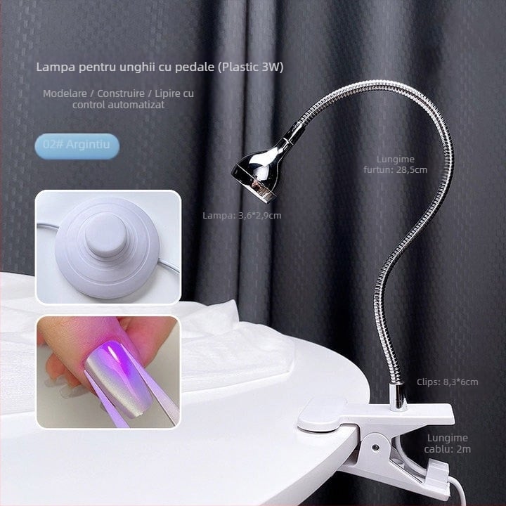 Lampă de unghii cu comutator pedalat, uscare rapidă, fără înnegrire, design portabil cu clips — Model Gld12, brand Kaniu, pentru saloane profesionale de manichiură