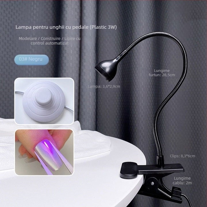 Lampă de unghii cu comutator pedalat, uscare rapidă, fără înnegrire, design portabil cu clips — Model Gld12, brand Kaniu, pentru saloane profesionale de manichiură