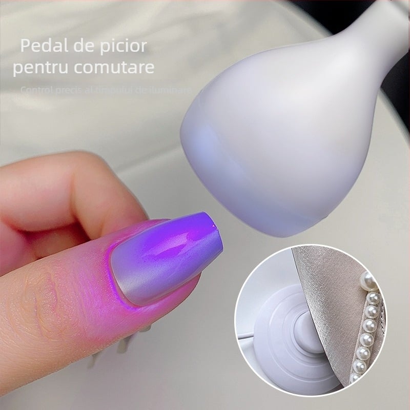 Lampă de unghii cu comutator pedalat, uscare rapidă, fără înnegrire, design portabil cu clips — Model Gld12, brand Kaniu, pentru saloane profesionale de manichiură