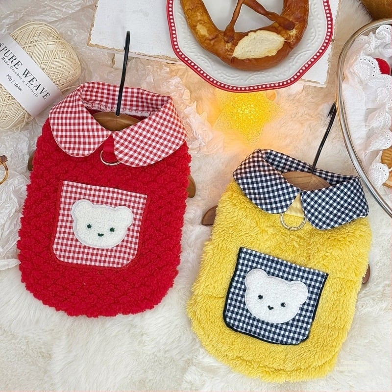 Jachetă pluș pentru animale de companie, caldă, toamnă-iarnă, pentru pisici și câini mici și mijlocii, cu buzunar – hanorac Teddy/Bichon; Material: fibre de poliester; Potrivit universal; Încălzește; Stil casual