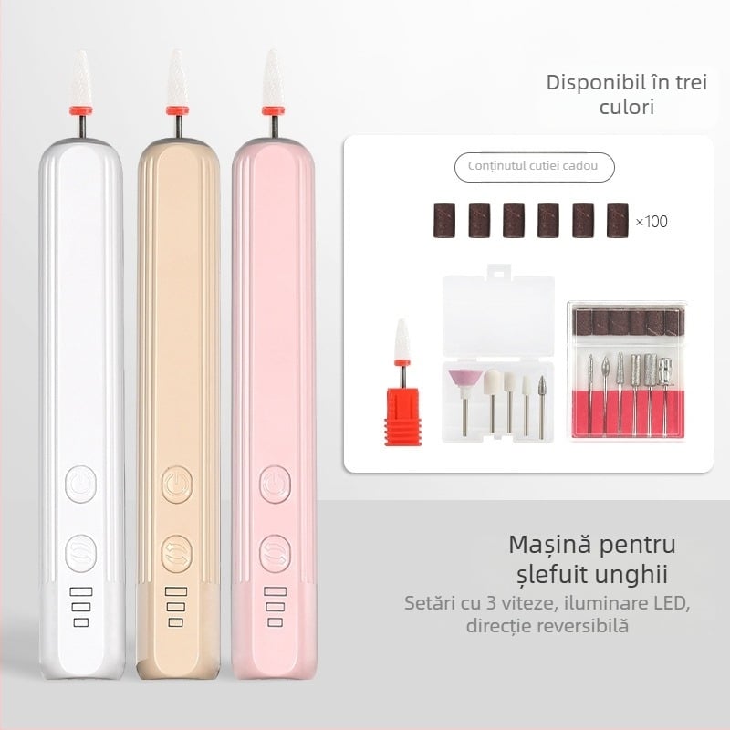 Youaolai Generation 1 polizor electric pentru unghii, all-in-one, cu 100 discuri abrazive – instrument pentru îndepărtarea și polisarea unghiilor, pentru uz casnic