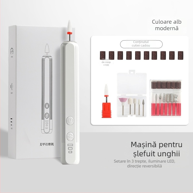 Youaolai Generation 1 polizor electric pentru unghii, all-in-one, cu 100 discuri abrazive – instrument pentru îndepărtarea și polisarea unghiilor, pentru uz casnic