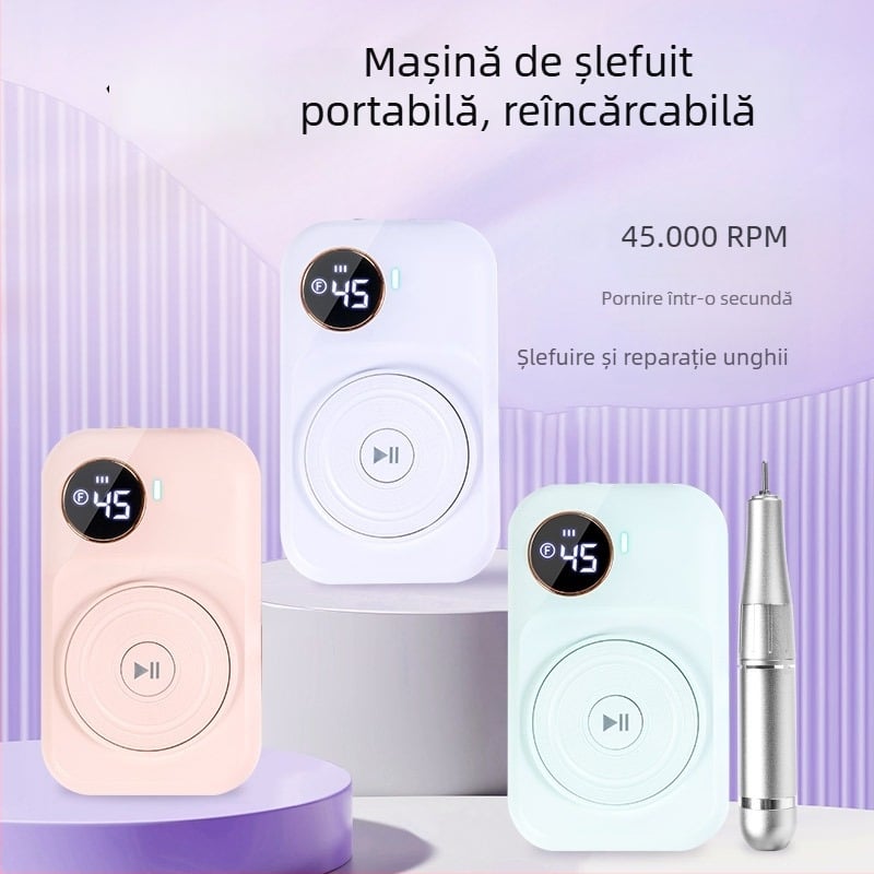 JFDA 607 Freză portabilă pentru unghii, reîncărcabilă, pentru îndepărtarea pielii moarte