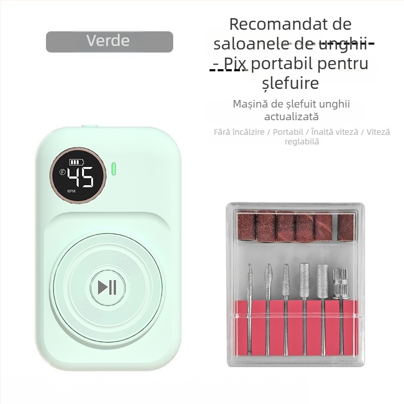 JFDA 607 Freză portabilă pentru unghii, reîncărcabilă, pentru îndepărtarea pielii moarte