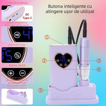 Osanuv j1 Polizor pentru unghii, Reîncărcabil, 45000 RPM, Polizor electric profesional pentru unghii, Origine Dongguan