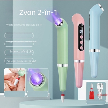 Stilou USB de polisare pentru manichiură, 2 în 1, cu lampă de mână, portabil, reîncărcabil (model V5 grinder)