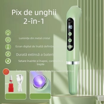 Stilou USB de polisare pentru manichiură, 2 în 1, cu lampă de mână, portabil, reîncărcabil (model V5 grinder)
