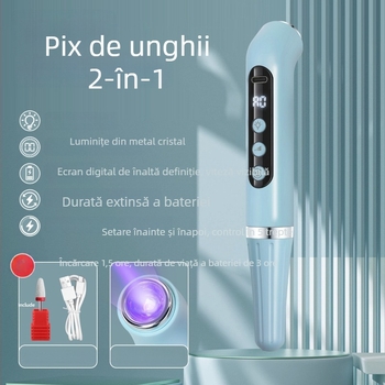 Stilou USB de polisare pentru manichiură, 2 în 1, cu lampă de mână, portabil, reîncărcabil (model V5 grinder)