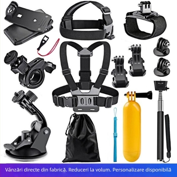 Accesoriu GoPro pentru cameră de acțiune, montaj 14-in-1 pentru fotografii în timpul plimbării în aer liber; ABS + oțel inoxidabil; compatibilitate universală; set de 14 piese; imprimare logo personalizat